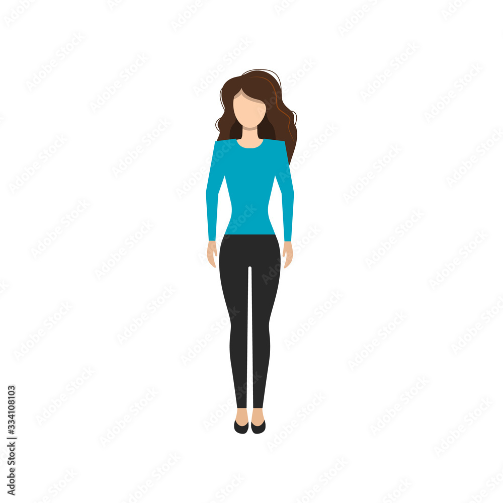 beautiful girl in full height in flat style on white background. vector symbol beautiful girl in full height in flat style on white background. vector symbol