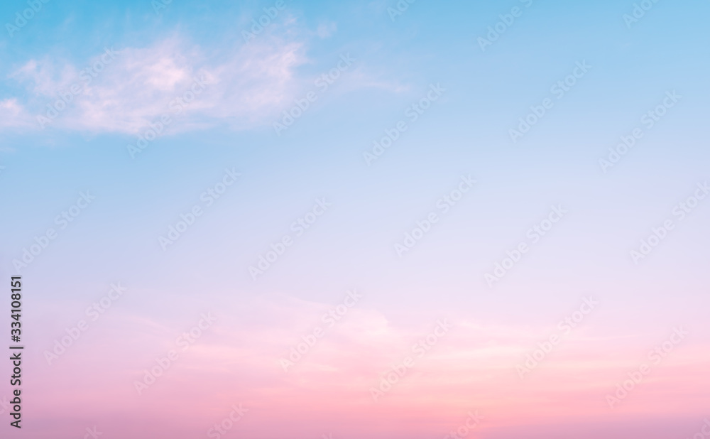 Beautiful sweet sunrise dramatic blue sky violet clouds with golden light background