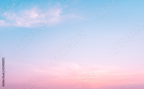 Fototapeta Naklejka Na Ścianę i Meble -  Beautiful sweet sunrise dramatic blue sky violet clouds with golden light background