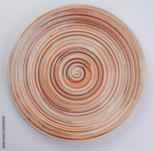 colorful ceramic plate on white background
