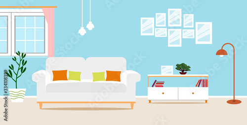 Living room interior vector design 