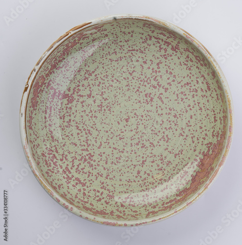 colorful ceramic plate on white background