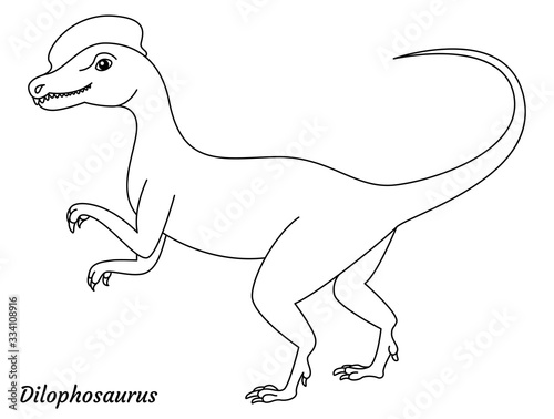 Coloring page outline Dilophosaurus dinosaur. Vector illustration © Anastasiya