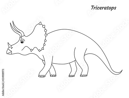 Coloring page outline Triceratops dinosaur. Vector illustration