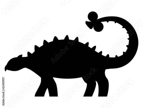 Euoplocephalus dinosaur silhouette isolated on white background. photo