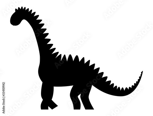 Diplodocus dinosaur silhouette isolated on white background.