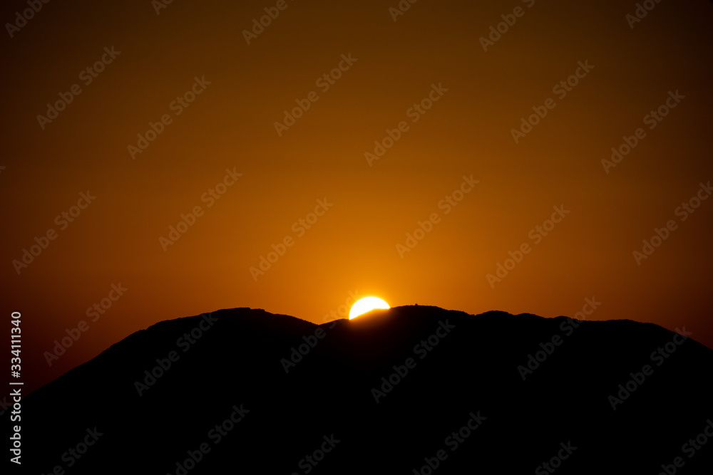 sunrise on mount Terminio mountains of the Apennines. Monti Picentini park, Campania, Italy