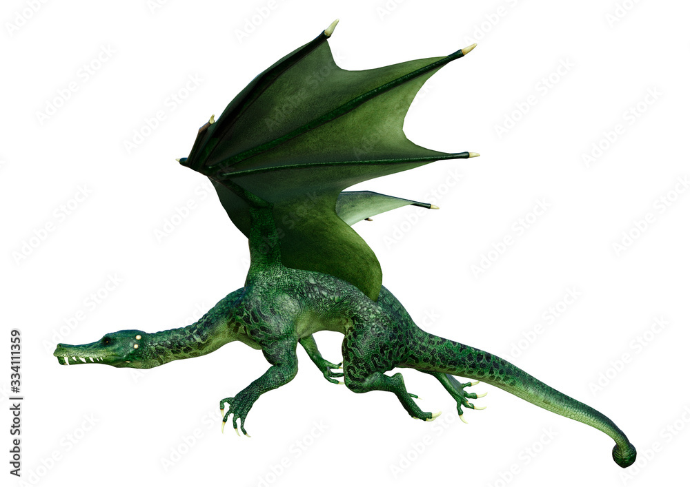 Fototapeta premium 3D Rendering Fairy Tale Dragon on White