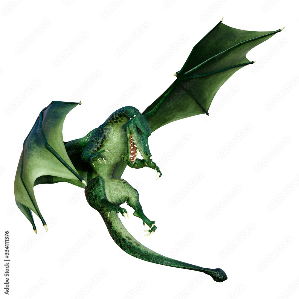 Obraz premium 3D Rendering Fairy Tale Dragon on White