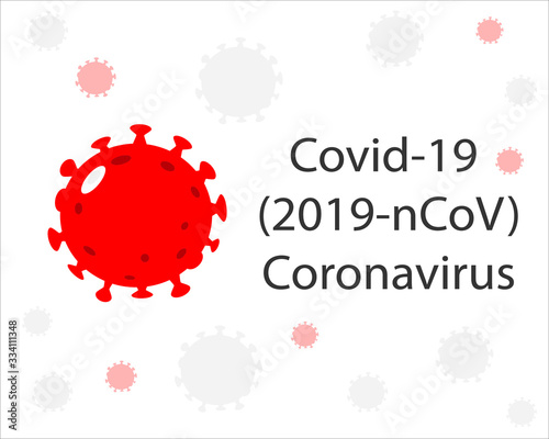 Covid-19 (Coronavirus) virus cell vector illustration designed with typography design logo