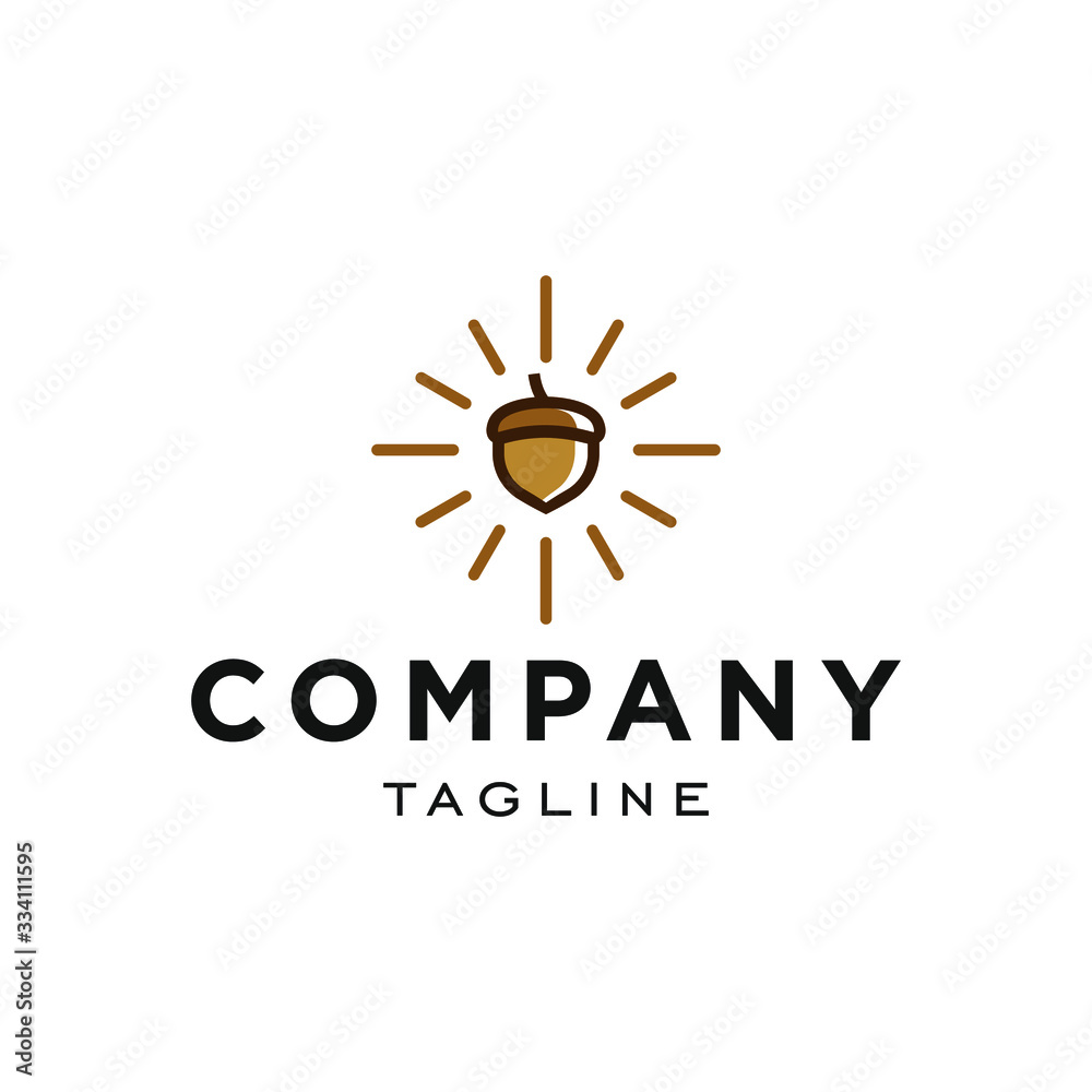 creative hipster acorn seed logo in trendy modern minimal badge style icon