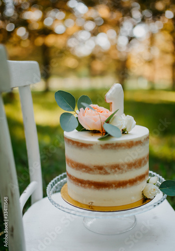 sweet cake on the chair photo