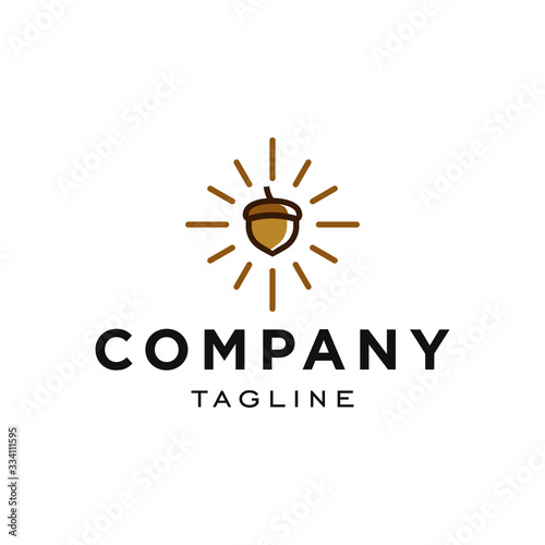 creative hipster acorn seed logo in trendy modern minimal badge style icon