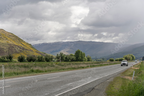road 6 in geen landscape, near Athol, Southland, New Zealand