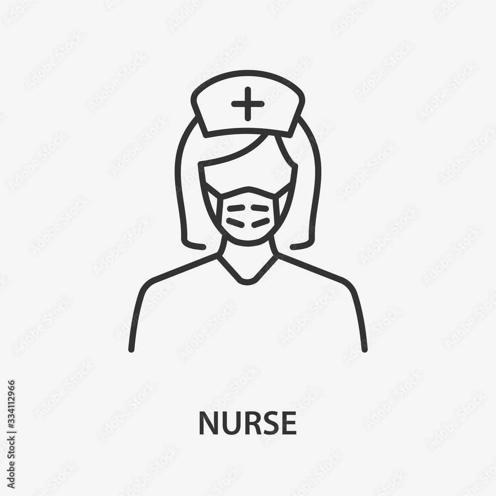 Nurse line icon on white background.