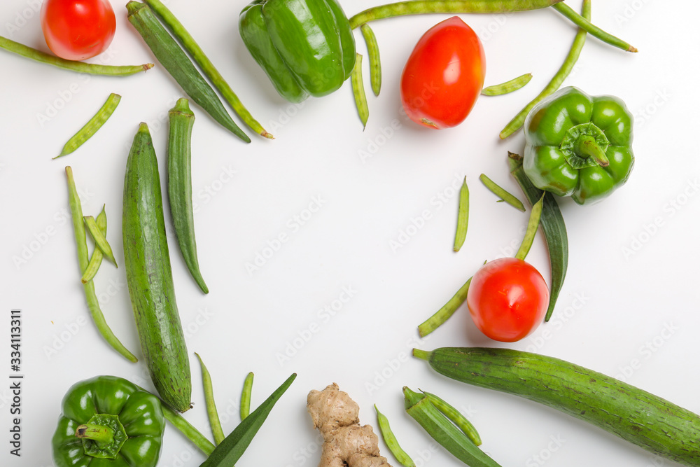 Close up of various colorful raw vegetables