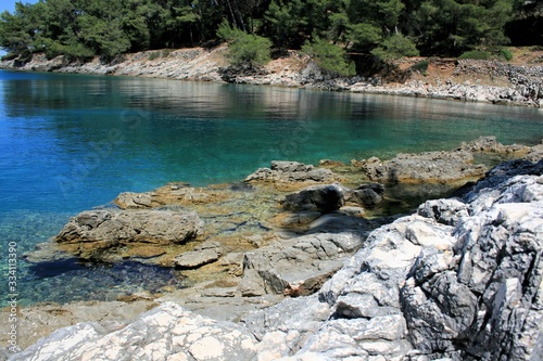 rocks of the Vale Skura beach, Losinj, Croatia