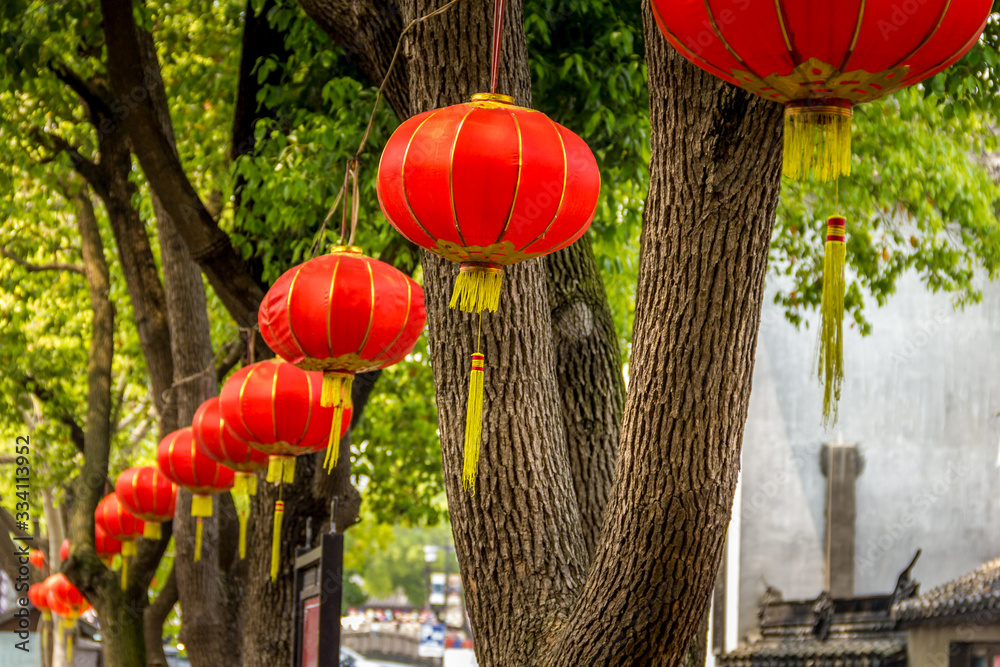 Oriental lanterns in Suzhou, Eastern China