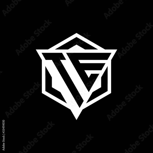 TE logo monogram with triangle and hexagon shape combination