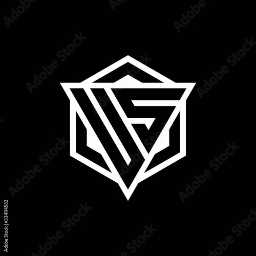 US logo monogram with triangle and hexagon shape combination