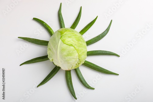 green cabbage isolated on white background photo