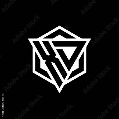 XD logo monogram with triangle and hexagon shape combination