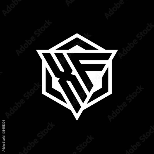 XF logo monogram with triangle and hexagon shape combination