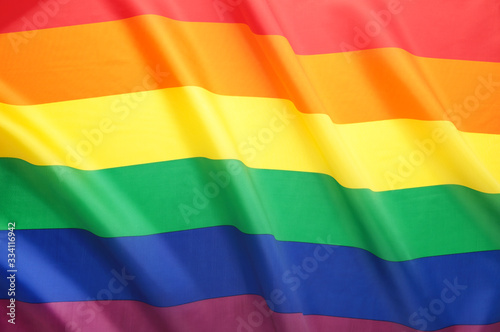 A rainbow flag background with copy space