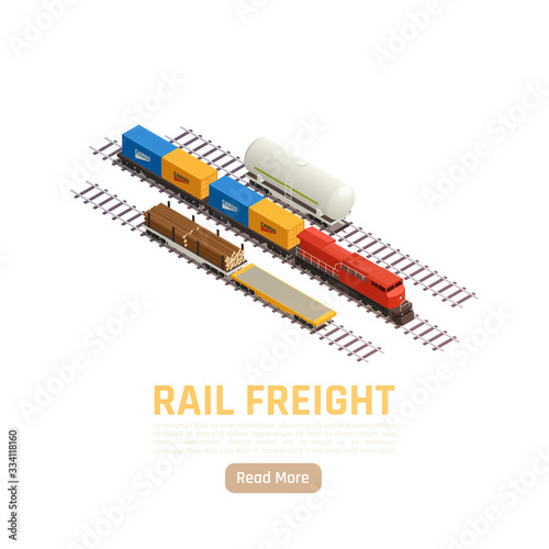 Isometric Freight Train Background