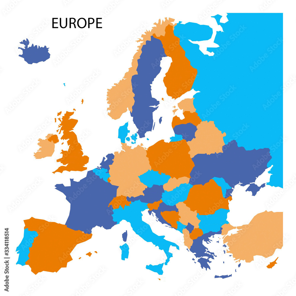 Mapa Europy Bez Nazw Państw I Stolic Plakat kolorowa mapa Europy bez nazw mapa tapety #334118514 - Mapa