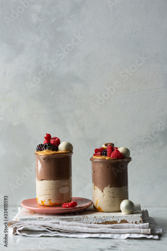 Chocolate and vanilla porridge  photo