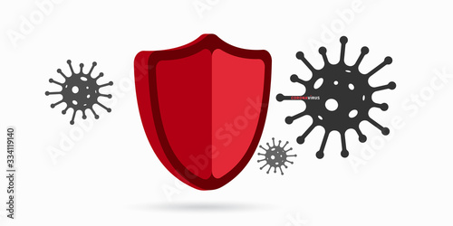 Сorona virus concept with protective antivirus shield to coronavirus, COVID-19, 2019-nCoV infection. Medical health protection