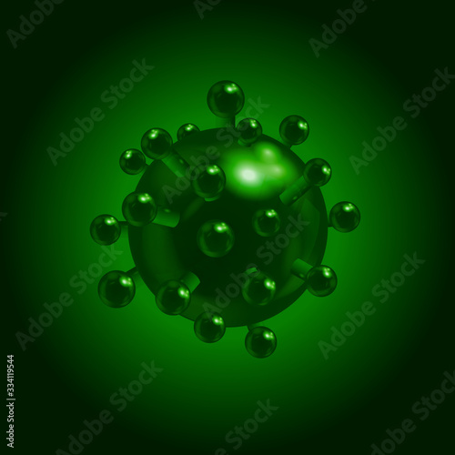 3D virus molecule Covid-19 in green