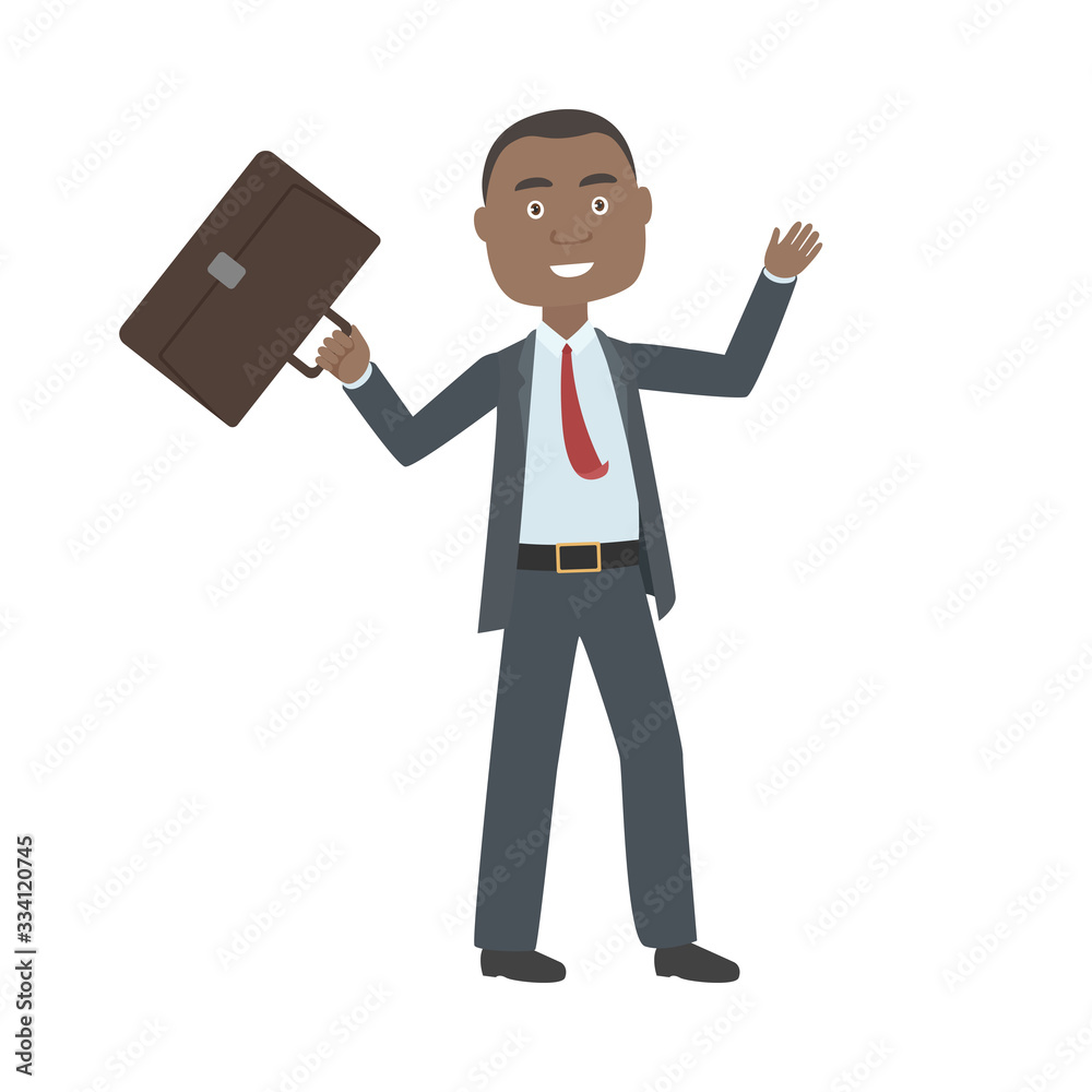 Joyful African-American employee. Vector illustration. Joyful African-American employee. Vector illustration.