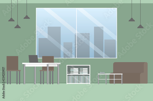 Office interior background. Vector illustration.