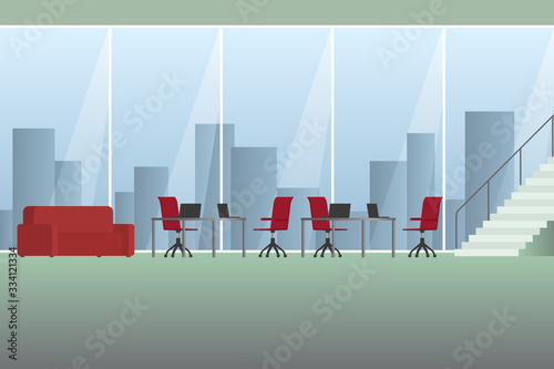 Office interior background. Vector illustration.