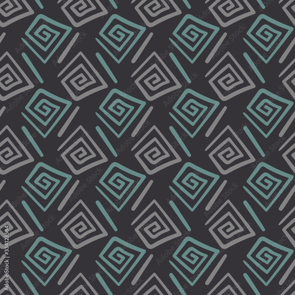 Unisex abstract geometric seamless vector pattern in dark colors. Ethnic surface print design. For fabrics, stationery, packaging and backgrounds.