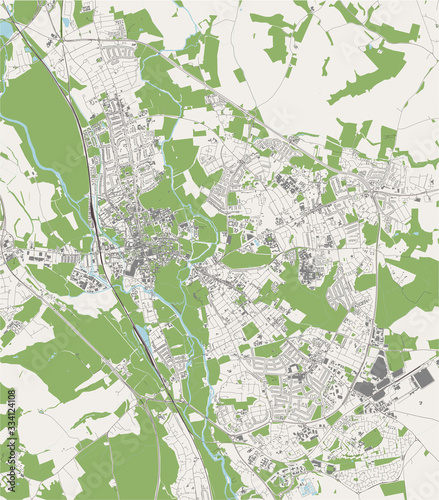 map of the city of Oxford, Oxfordshire, South East England, England, UK