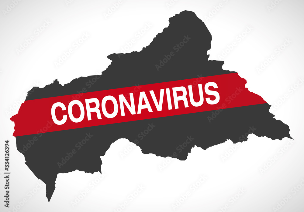Fototapeta premium Central African Republic map with Coronavirus warning illustration