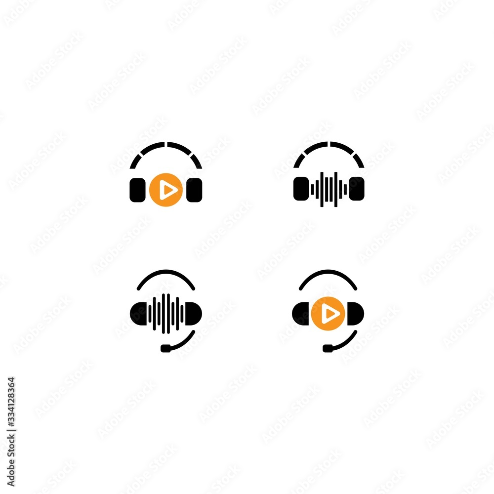Headphone logo template vector icon illustration Headphone logo template vector icon illustration
