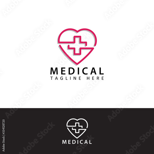 medical heart logo template design vector