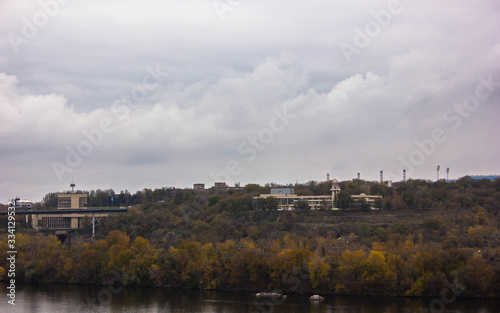 Dnieper river and view of the industrial city of Zaporozhye