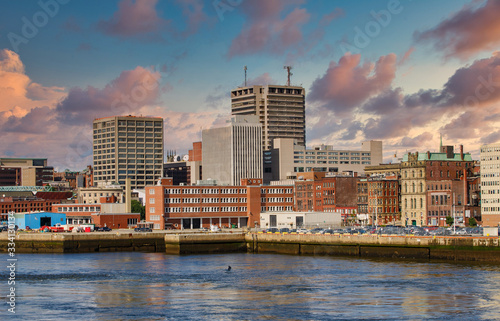 Fotografie View of downtown St Johns, Newfoundland in Canada from the sea