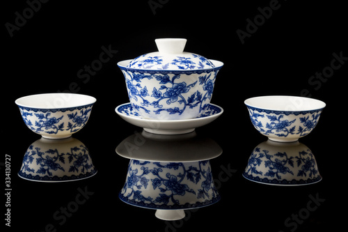 Blue and white porcelain tea set