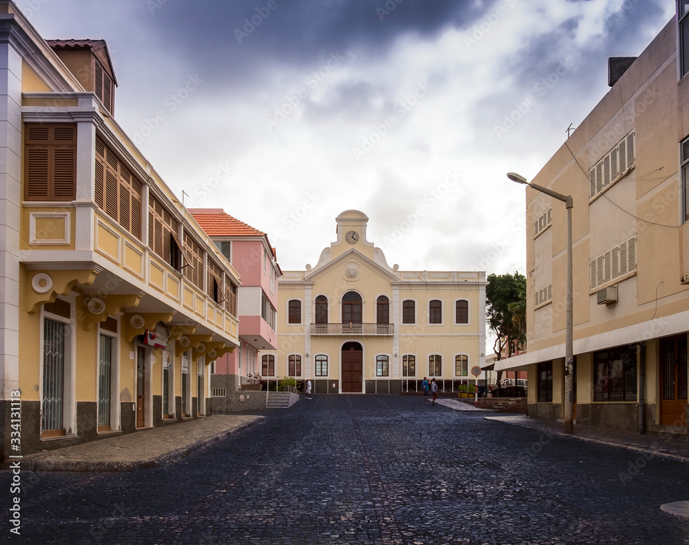 The building of the city hall Mindelo in Sao Vicente island in Cape Verde - Republic of Cabo Verde