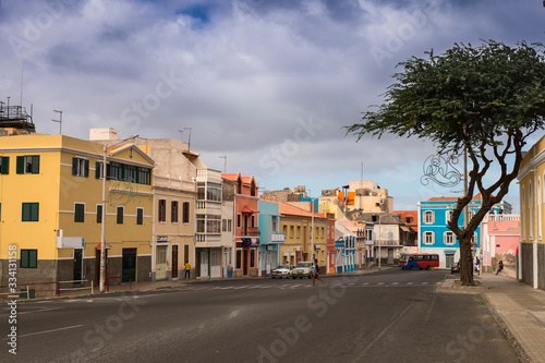 Street view of Mindelo in Sao Vicente island in Cape Verde - Republic of Cabo Verde