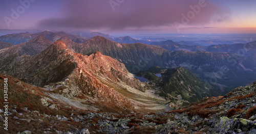 Tatras mountain panorama, Slovakia from peak Hruba Kopa in Rohace