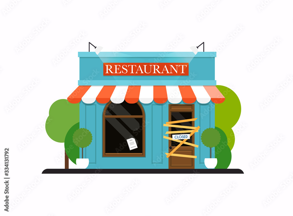 Restaurant is closed/bankrupt. Flat design modern vector business concept. Restaurant is closed/bankrupt. Flat design modern vector business concept.
