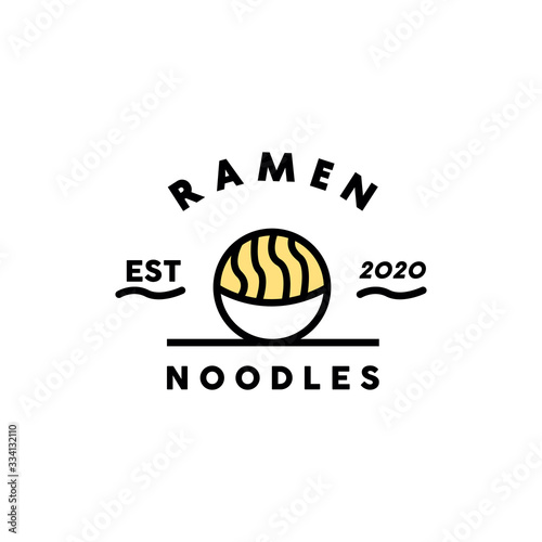 Japanese Ramen Food Restaurant logo design vector template with noodles Concept style. Spaghetti Symbol and Modern icon for Company And Business.