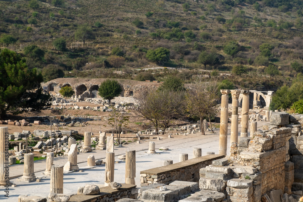 Ephesus is the one of the oldest area all around the world. City was created around B.C. 10000 by amazon women.this is the part of Ephesus, figures from ancient time. Way of glory